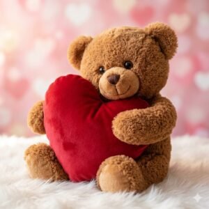 Teddy with Heart Pillow